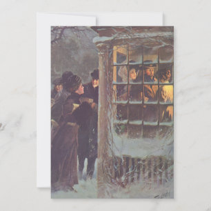 Vintage Christmas, Victorian People at a Party Invitation