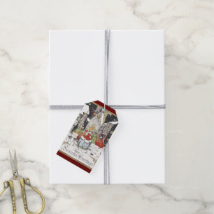 Vintage Christmas Victorian People Going to Church Gift Tags