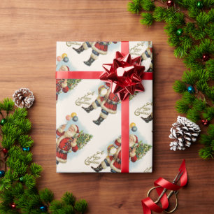 Vintage Christmas, Victorian Santa Claus Balloons Wrapping Paper