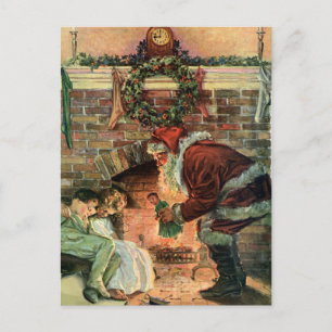 Vintage Christmas, Victorian Santa Claus Children Holiday Postcard