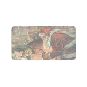 Vintage Christmas, Victorian Santa Claus Children Label