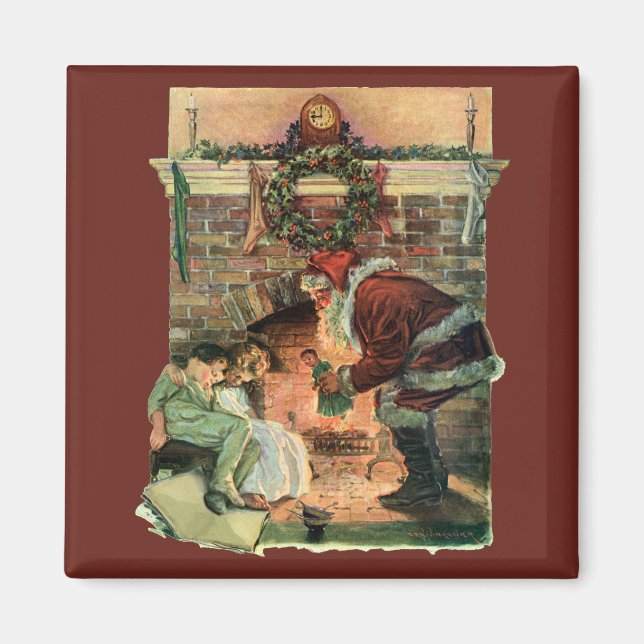 Vintage Christmas, Victorian Santa Claus Children Magnet (Front)