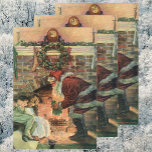 Vintage Christmas, Victorian Santa Claus Children Wrapping Paper Sheet<br><div class="desc">Vintage illustration Victorian Merry Christmas holiday image featuring a jolly Santa Claus delivering toys to two sleeping children by the fireplace on Christmas Eve. The little girl is getting a toy doll. A holly leaves wreath is hanging on the mantle over the fire.</div>