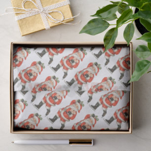 Vintage Christmas Victorian Santa Claus Ice Skater Tissue Paper