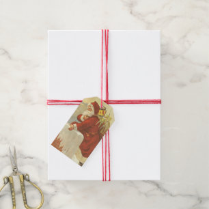 Vintage Christmas Victorian Santa Claus in Chimney Gift Tags