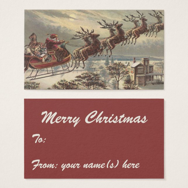 Vintage Christmas, Victorian Santa Claus in Sleigh (Front & Back)