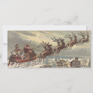 Vintage Christmas, Victorian Santa Claus in Sleigh