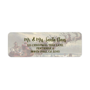 Vintage Christmas, Victorian Santa Claus in Sleigh