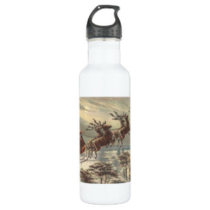 Vintage Christmas, Victorian Santa Claus in Sleigh 710 Ml Water Bottle