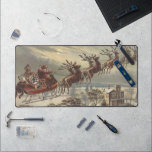 Vintage Christmas, Victorian Santa Claus in Sleigh Desk Mat<br><div class="desc">Vintage illustration Victorian Merry Christmas holiday design featuring Santa Claus in his sleigh with his reindeer delivering toys on Christmas Eve. Saint Nicholas flying through the sky over a town with houses in the light of the moon. By Thomas Nast.</div>
