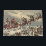Vintage Christmas, Victorian Santa Claus in Sleigh Doormat<br><div class="desc">Vintage illustration Victorian Merry Christmas holiday design featuring Santa Claus in his sleigh with his reindeer delivering toys on Christmas Eve. Saint Nicholas flying through the sky over a town with houses in the light of the moon. By Thomas Nast.</div>