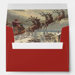 Vintage Christmas, Victorian Santa Claus in Sleigh Envelopes