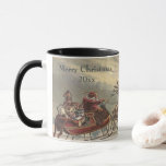 Vintage Christmas, Victorian Santa Claus in Sleigh Mug<br><div class="desc">Vintage illustration Victorian Merry Christmas holiday design featuring Santa Claus in his sleigh with his reindeer delivering toys on Christmas Eve. Saint Nicholas flying through the sky over a town with houses in the light of the moon. By Thomas Nast.</div>