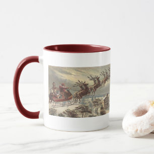 Vintage Christmas, Victorian Santa Claus in Sleigh Mug