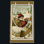 Vintage Christmas, Victorian Santa Claus in Sleigh Small Gift Bag<br><div class="desc">Vintage illustration Christmas holiday design featuring a Victorian Santa Claus in his sleigh with reindeer. He is delivering a sack full of toys on Christmas Eve. Merry Christmas. A Merry Christmas.</div>