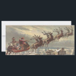 Vintage Christmas Victorian Santa Claus Invitation<br><div class="desc">Vintage illustration Victorian Merry Christmas holiday design featuring Santa Claus in his sleigh with his reindeer delivering toys on Christmas Eve. Saint Nicholas flying through the sky over a town with houses in the light of the moon. By Thomas Nast.</div>