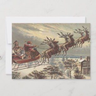 Vintage Christmas Victorian Santa Claus Invitation