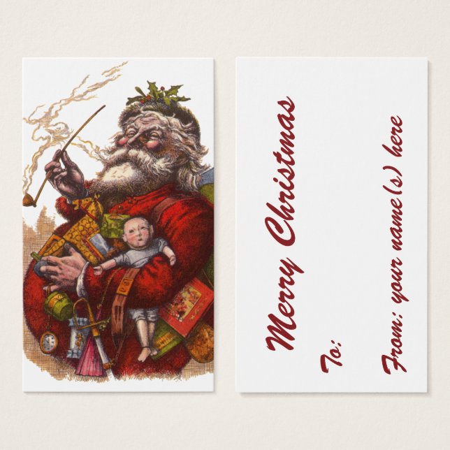 Vintage Christmas, Victorian Santa Claus Pipe Toys (Front & Back)