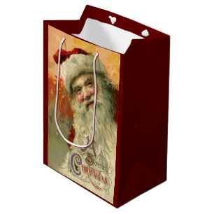 Vintage Christmas, Victorian Santa Claus Portrait Medium Gift Bag