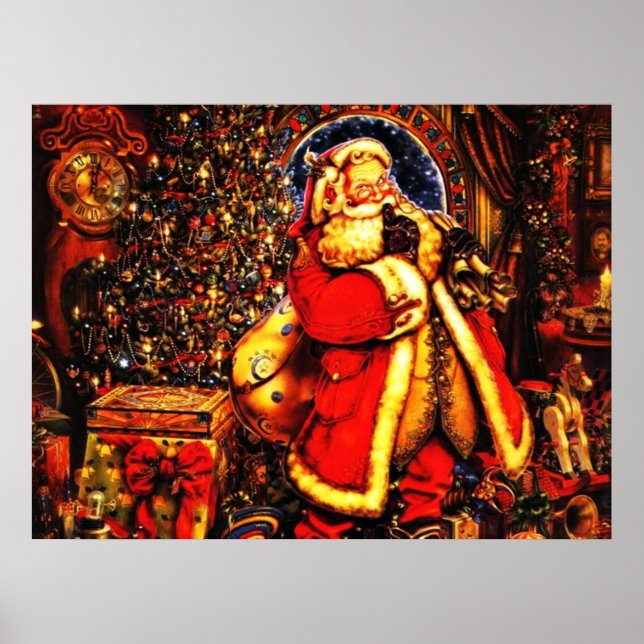 Vintage Christmas Victorian Santa Claus Poster (Front)