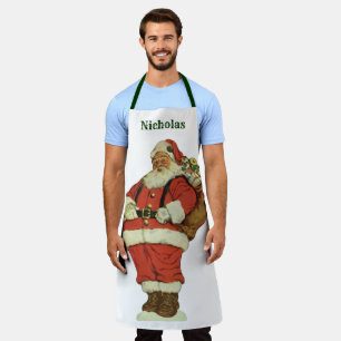 Vintage Christmas, Victorian Santa Claus with Toys Apron