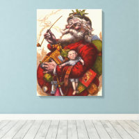 Vintage Christmas, Victorian Santa Claus With Toys