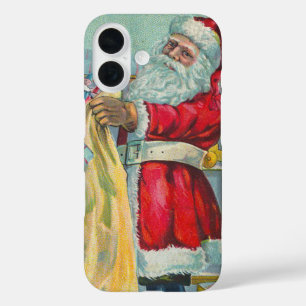 Vintage Christmas, Victorian Santa Claus with Toys iPhone 16 Case
