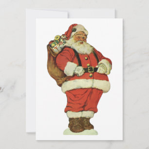 Vintage Christmas, Victorian Santa Claus with Toys Holiday Card