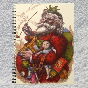Vintage Christmas, Victorian Santa Claus With Toys Notebook