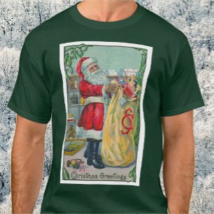 Vintage Christmas, Victorian Santa Claus with Toys T-Shirt