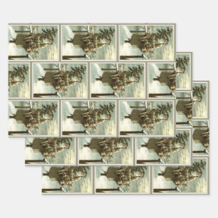 Vintage Christmas, Victorian Santa Claus with Toys Wrapping Paper Sheet