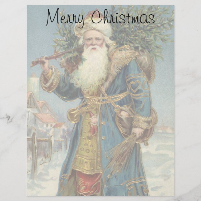 Vintage Christmas, Victorian Santa Claus with Tree (Front)