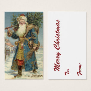 Vintage Christmas, Victorian Santa Claus with Tree