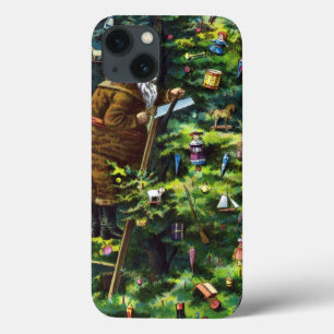 Vintage Christmas, Victorian Santa Claus with Tree iPhone 13 Case