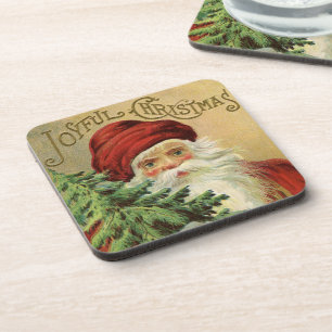Vintage Christmas, Victorian Santa Claus with Tree Coaster