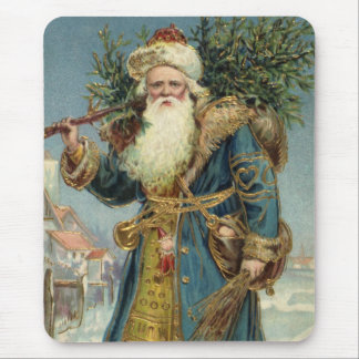 Vintage Christmas, Victorian Santa Claus with Tree Mouse Pad