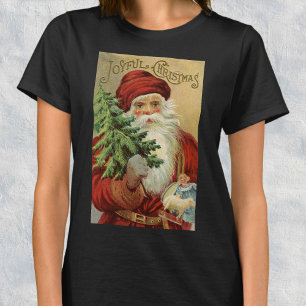 Vintage Christmas, Victorian Santa Claus with Tree T-Shirt