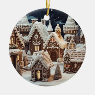 Vintage Christmas village Ceramic Ornament