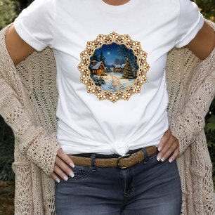 Vintage Christmas Village Doily T-Shirt