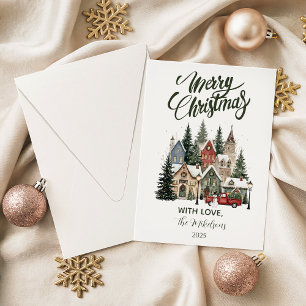 Vintage Christmas Village Holiday Card