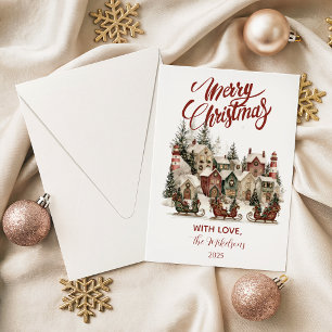 Vintage Christmas Village Party Holiday Card