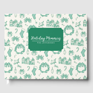 Vintage Christmas Village Personalize Holiday Card Guest Book