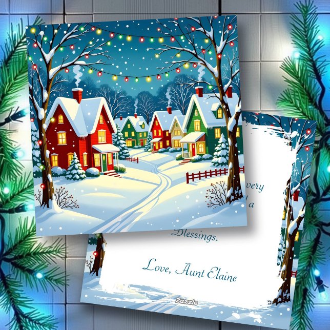 Vintage Christmas Village Personalized  Holiday Card (Creator Uploaded)