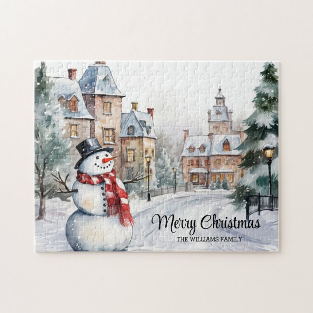 Vintage Christmas Village Scene Jigsaw Puzzle (Horizontal)