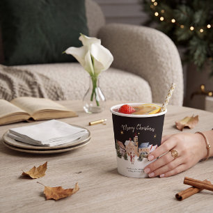 Vintage Christmas Village Snow Scene Paper Cups