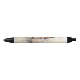 Vintage Christmas Village Street Holiday Black Ink Pen