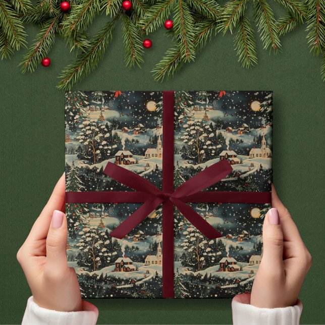 Vintage Christmas Village Wrapping Paper (Creator Uploaded)