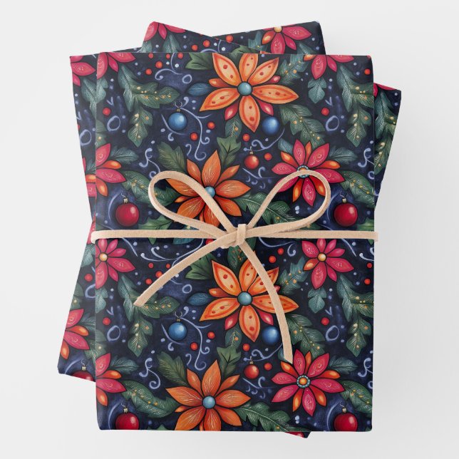 Vintage Christmas Village Wrapping Paper (In situ)