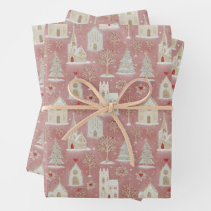 Vintage Christmas Village Wrapping Paper