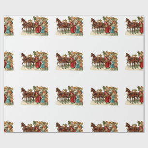Vintage Christmas, Vintage Horse Drawn Christmas, Wrapping Paper